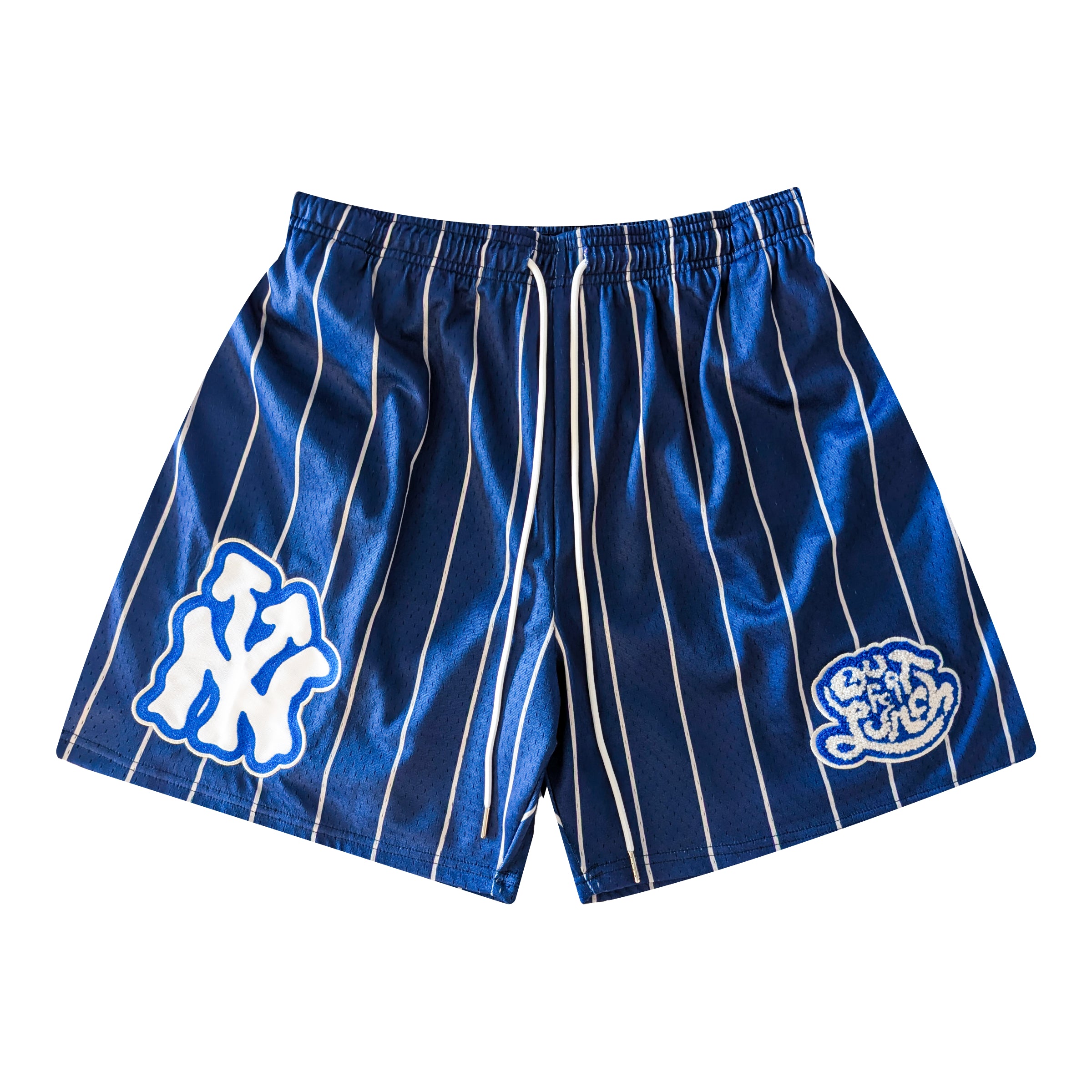 Blue pinstripe shorts deals