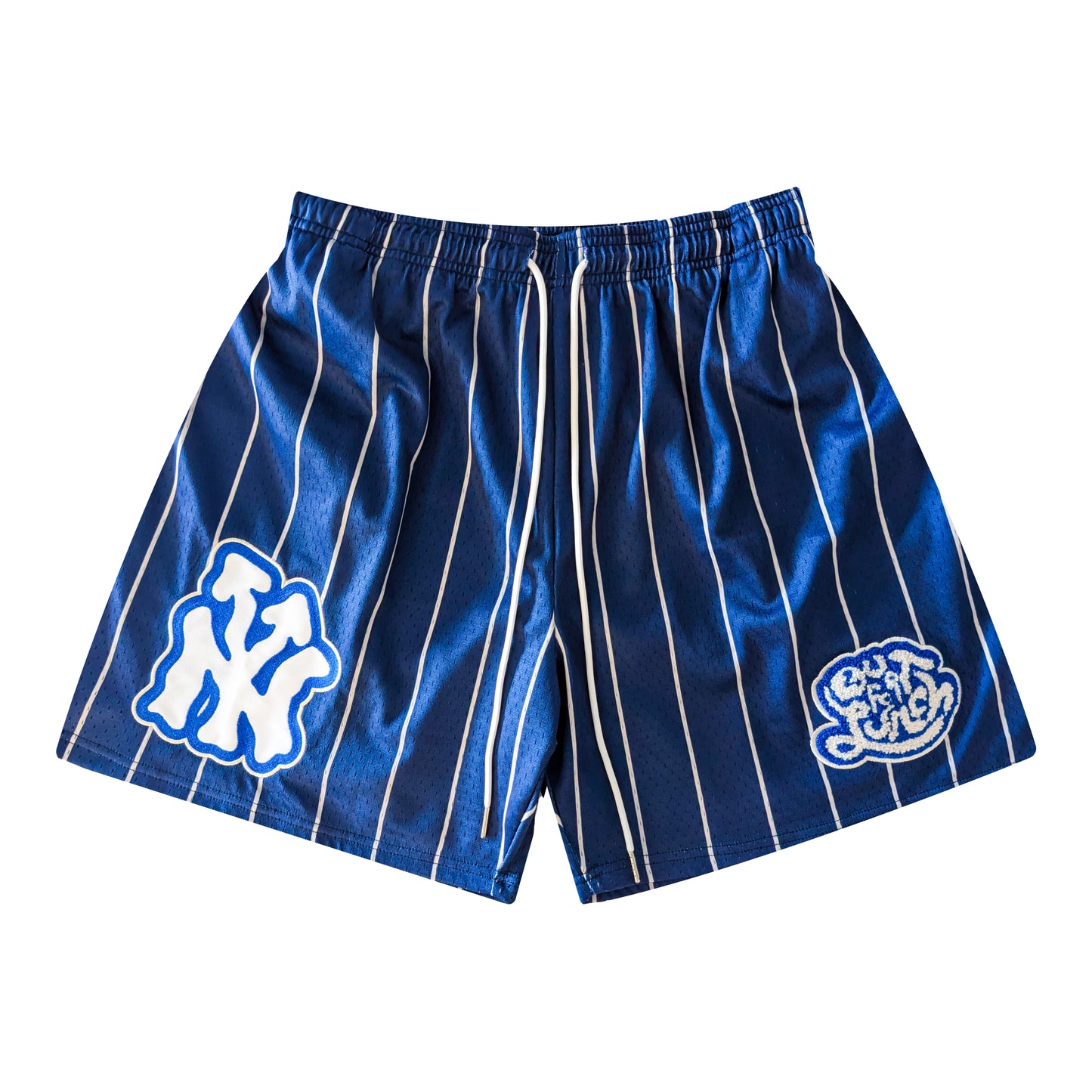 Pinstripe Mesh Shorts - NY Blue