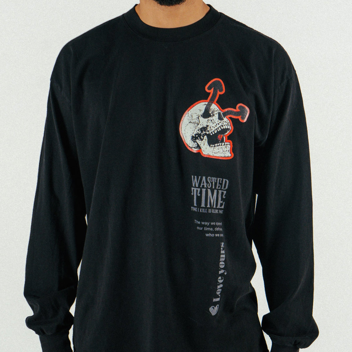 Wasted Time Longsleeve T-shirt - Black Truffle